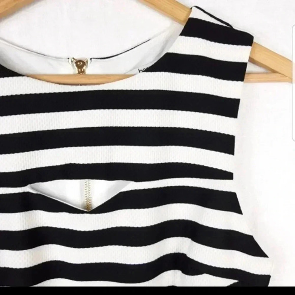 Bar III Black and White Keyhole Stripe Dress - Picture 3 of 6
